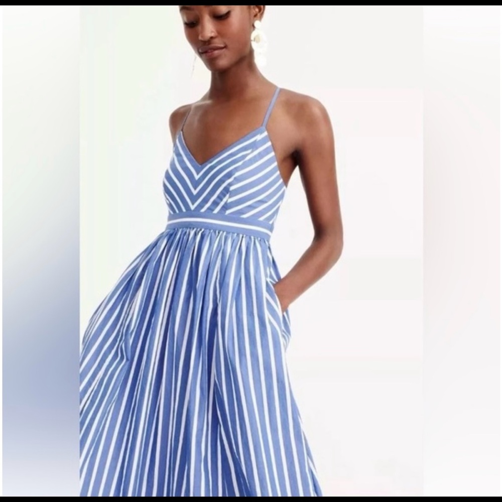 J Crew - Blue & White Striped Maxi Dress - NEW